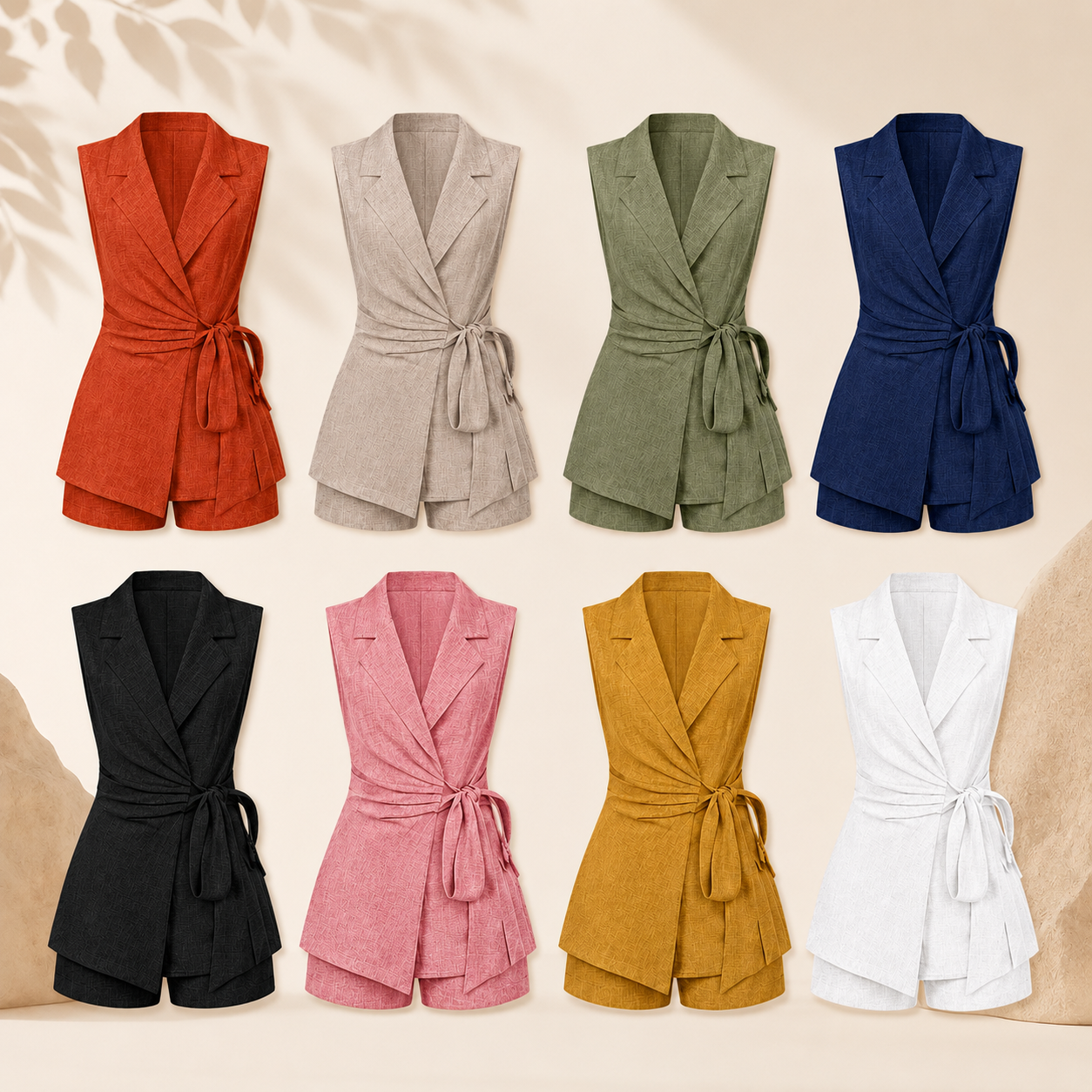 Sleeveless Wrap Blazer Romper 8-Pack and 16-Pack
