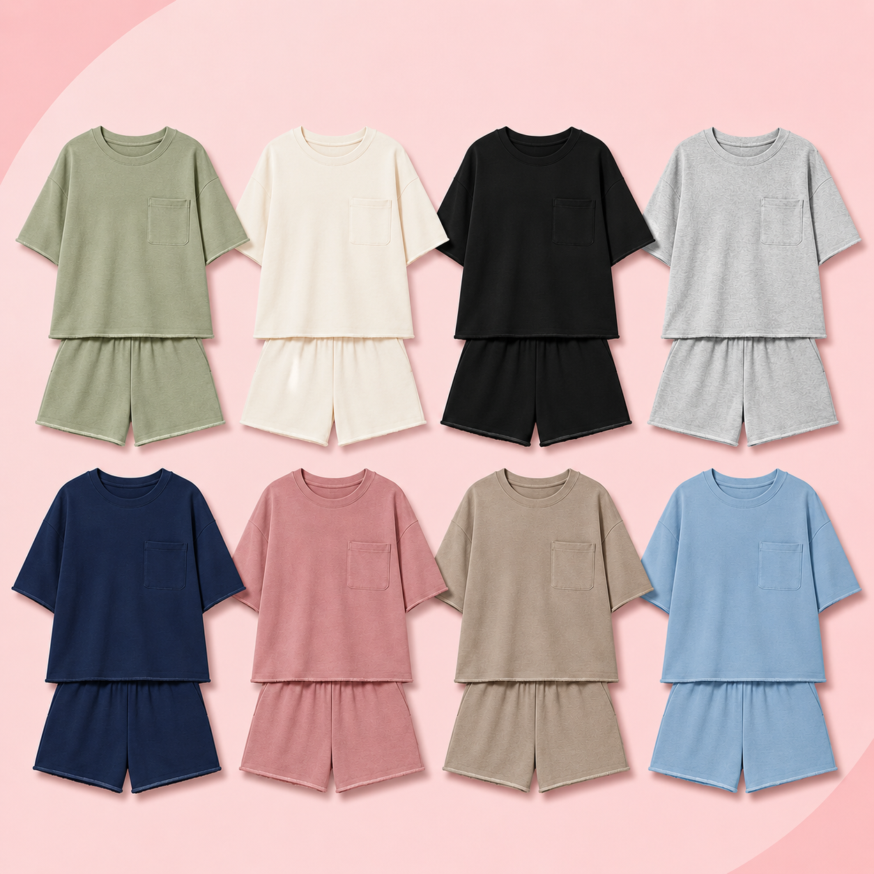 Women's Oversized Short Sleeve Lounge Set with Pocket