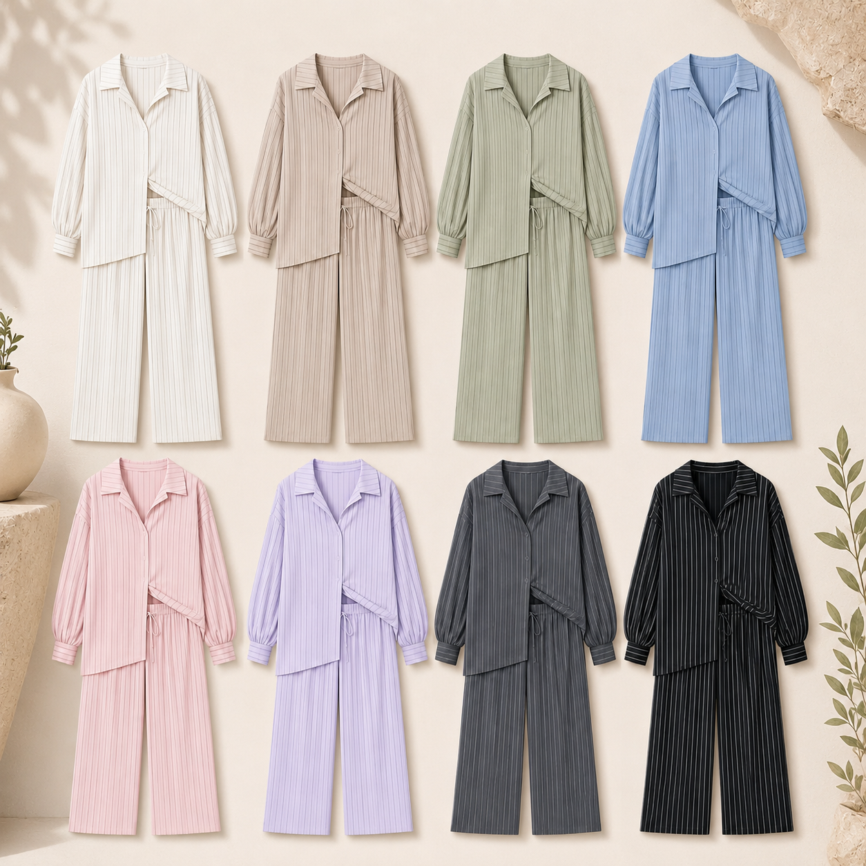 Relaxed Striped Two-Piece Lounge Set Pack