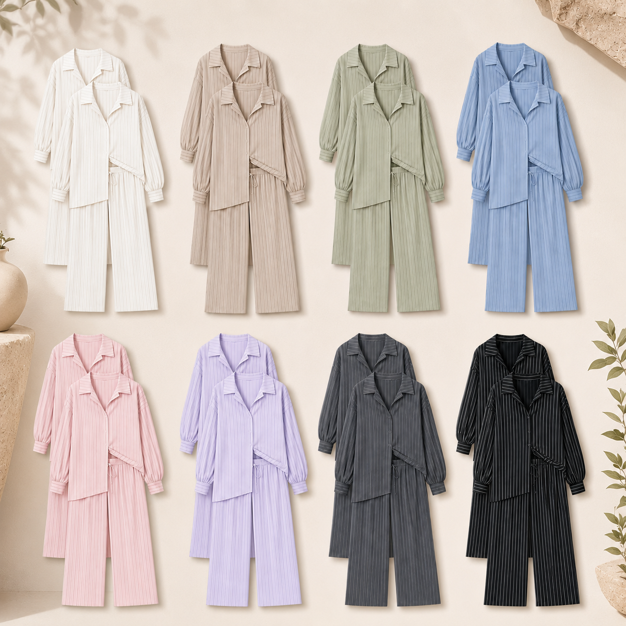 Relaxed Striped Two-Piece Lounge Set Pack