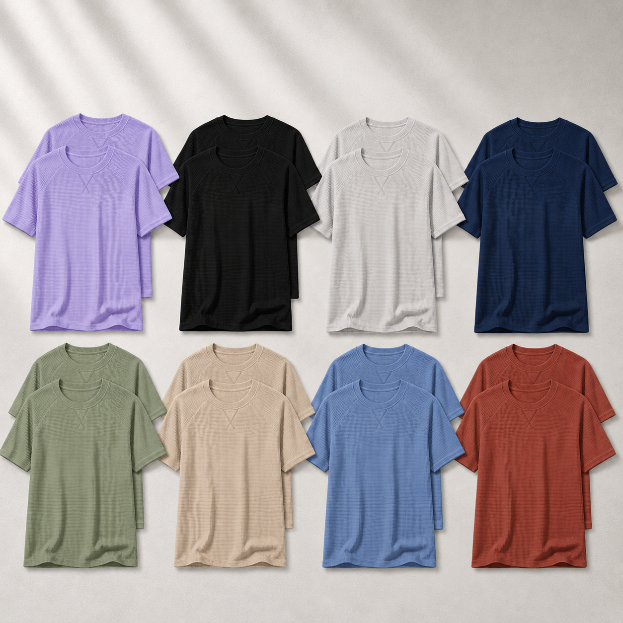 Men's Waffle-Knit Crewneck Short Sleeve T-Shirt Multi-Pack