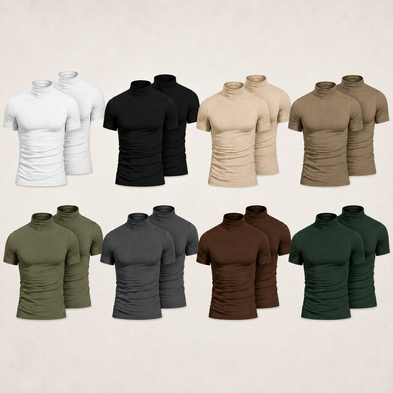 Men's Fitted Short Sleeve Mock Neck T-Shirt Pack
