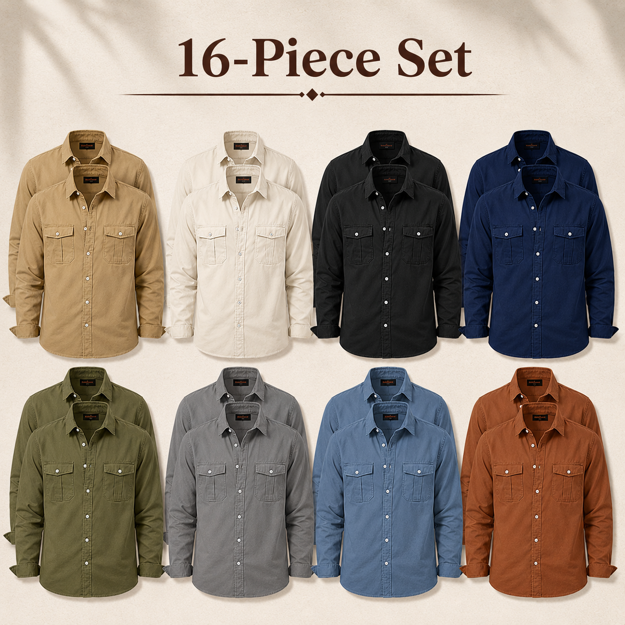 Mens utility shirt mixed 16 pack with paired color options