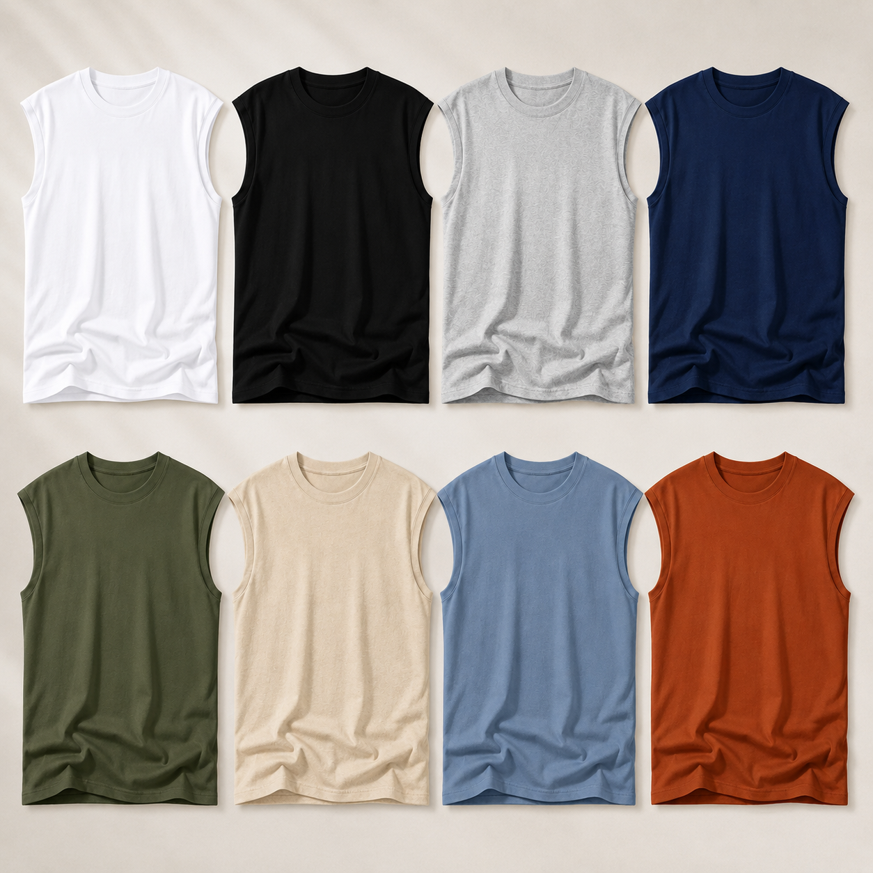 Men's Sleeveless Crew Neck Muscle Tee Multi-Pack