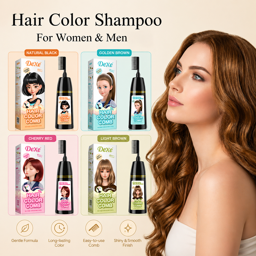 Herbal Hair Dye Comb | Natural Plant-Based Formula | Easy Hair Coloring at Home | Mess-Free, Even Coverage | Soft, Shiny Results | 200 ml