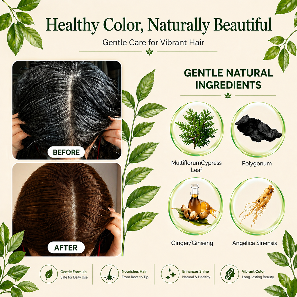 Herbal Hair Dye Comb | Natural Plant-Based Formula | Easy Hair Coloring at Home | Mess-Free, Even Coverage | Soft, Shiny Results | 200 ml