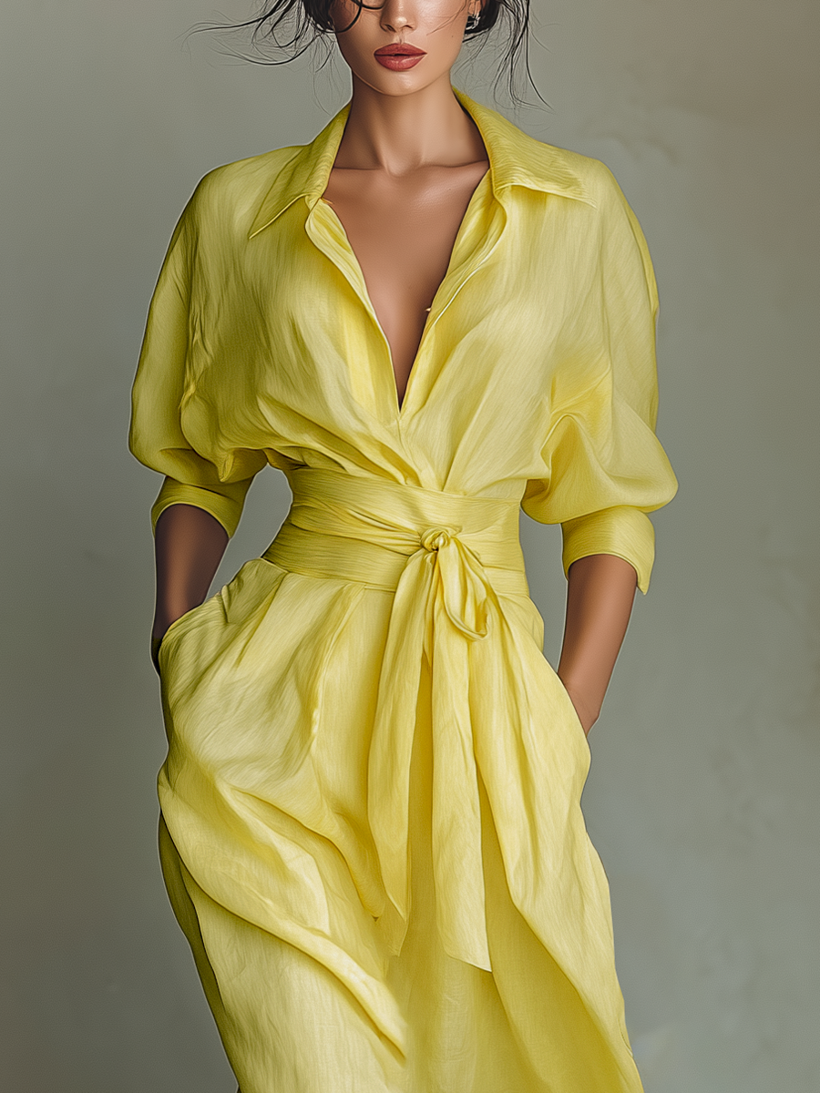 Cotton And Linen Blend Maxi Shirt Dress