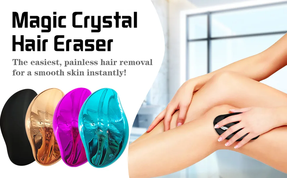 Portable Crystal Hair Eraser Magic Hair Remover, Painless Exfoliation Bleame Hair Removal Tool for Men Women Arms Legs Back, Soft Smooth Silky Skin, Fast & Easy Hair Removal Mild Epilator, Rose Red Bright Purple - magic crystal hair eraser