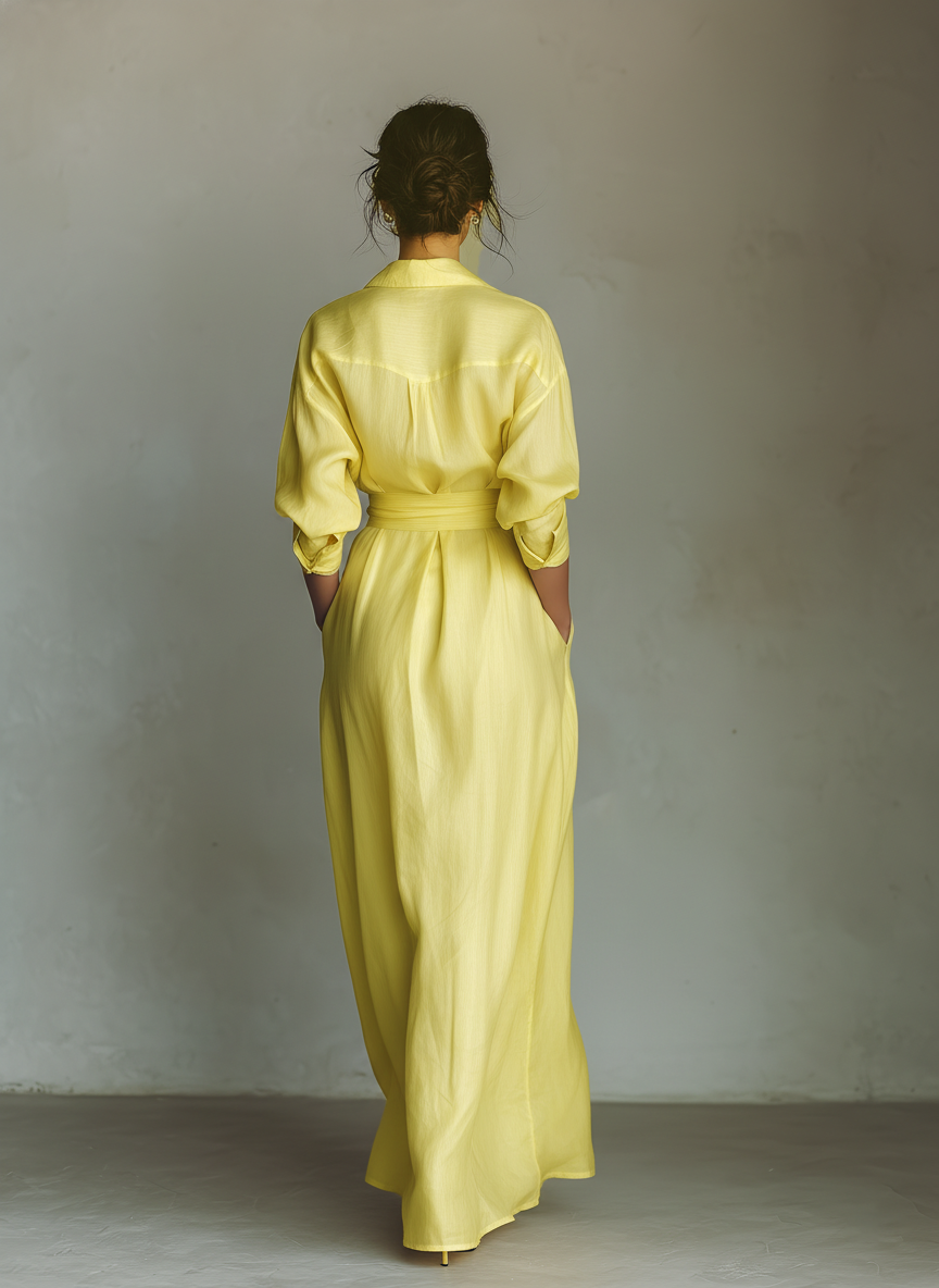 Cotton And Linen Blend Maxi Shirt Dress