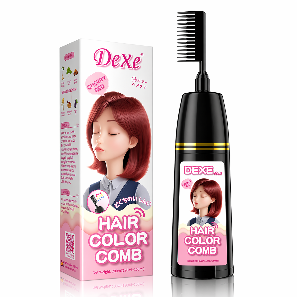 Herbal Hair Dye Comb | Natural Plant-Based Formula | Easy Hair Coloring at Home | Mess-Free, Even Coverage | Soft, Shiny Results | 200 ml