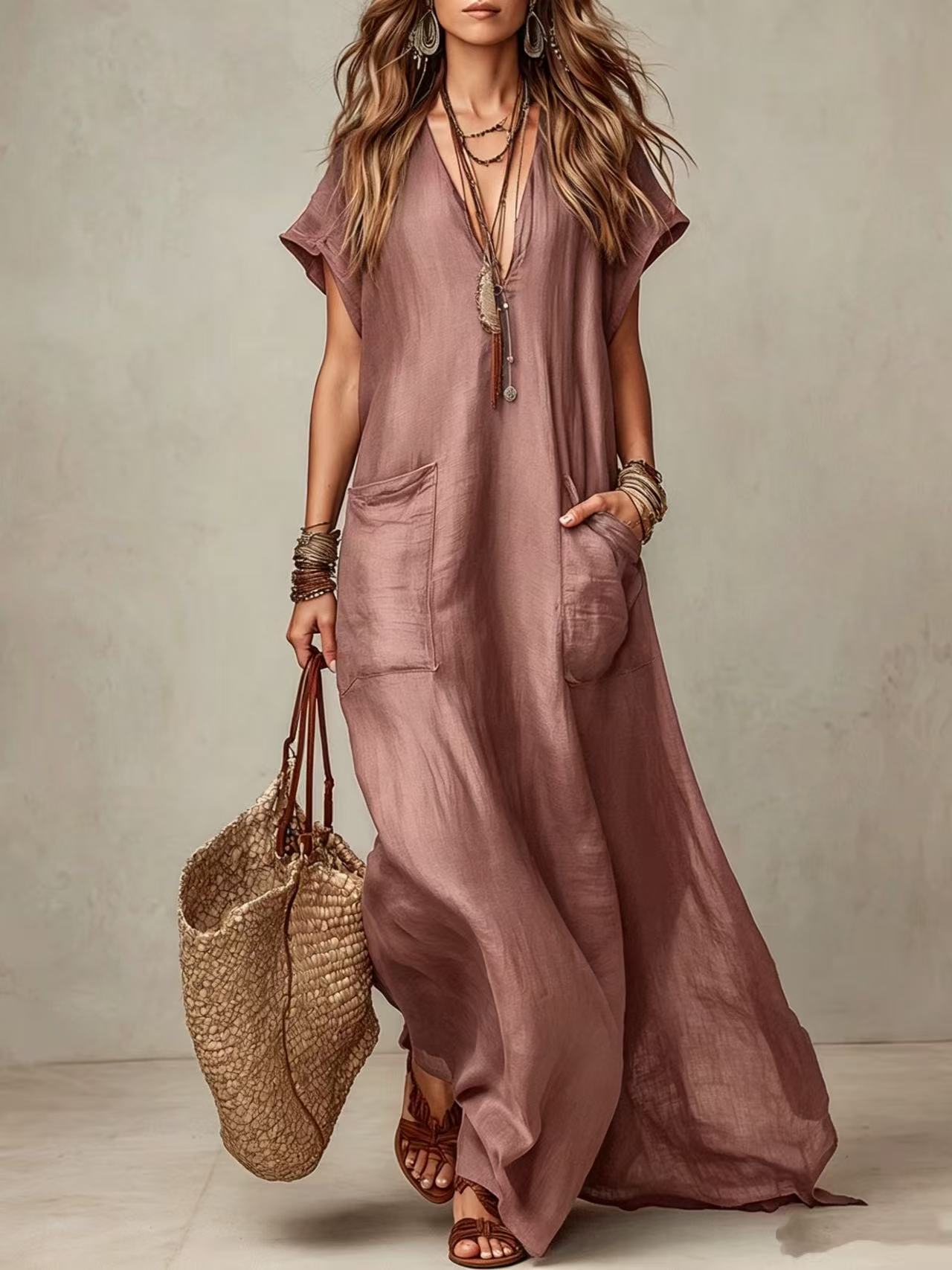 Effortless Bohemian Flow Relaxed Maxi Dress