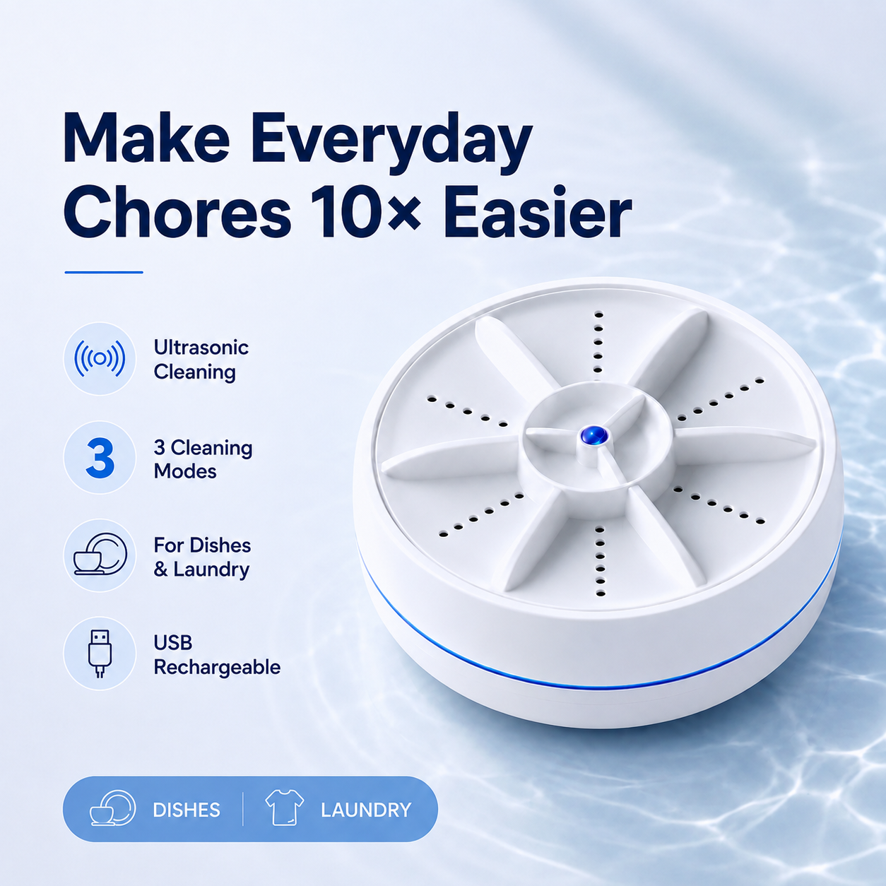 Portable Ultrasonic Washer for Dishes & Laundry