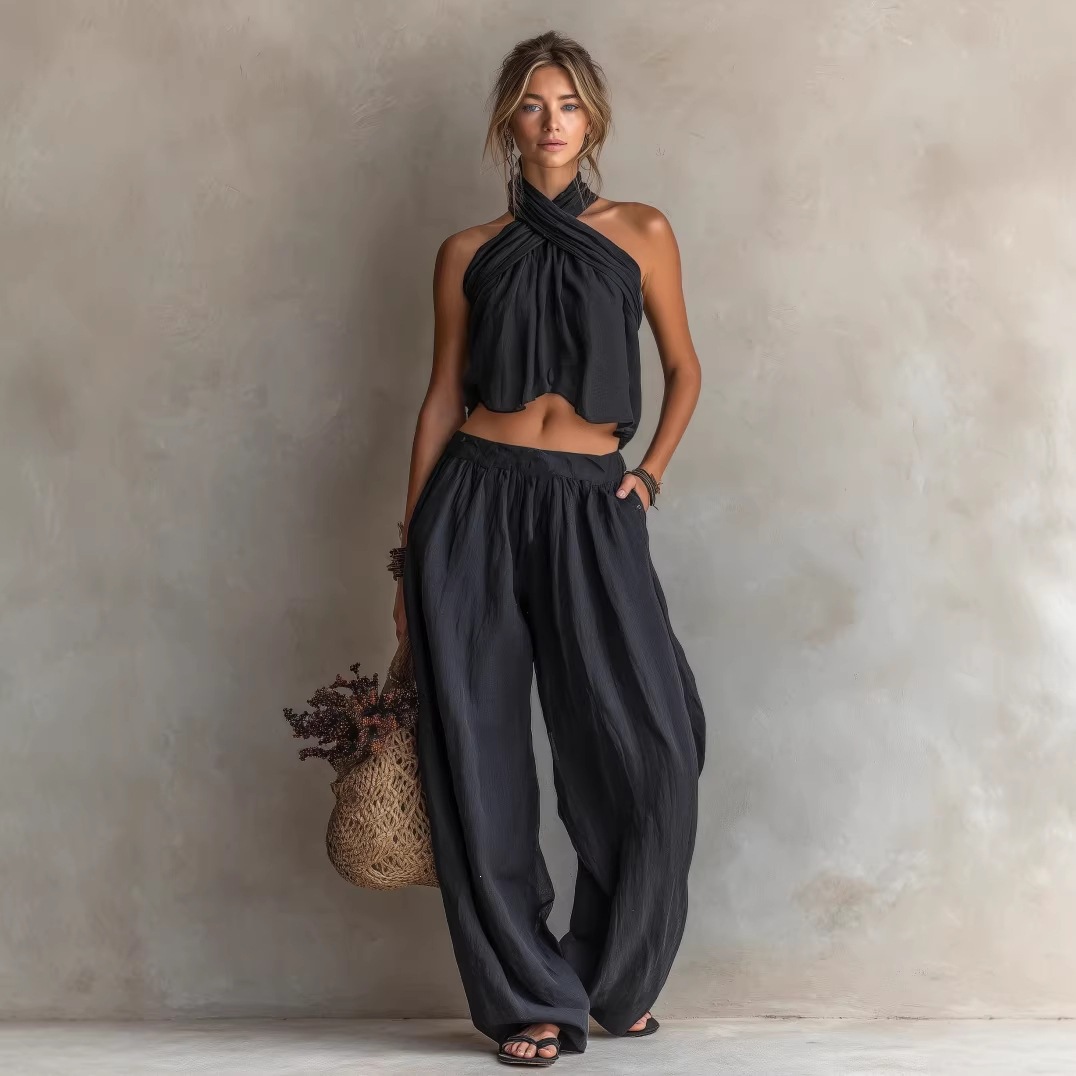 Crisscross Halter Two-Piece Set