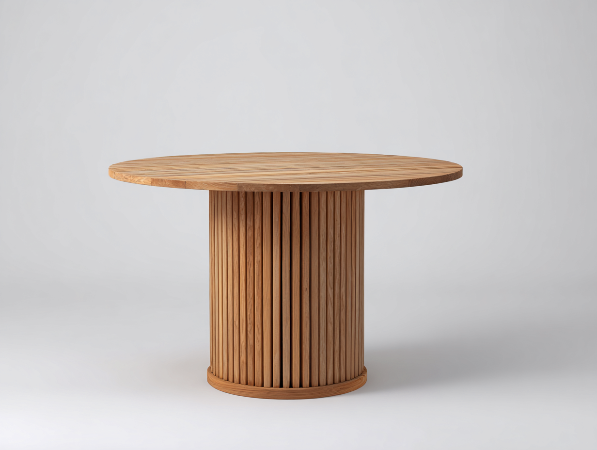 Gartentisch - Holz - 122x122x75 cm - Naturbraun - Modernes Lamellendesign-Hadormahaus