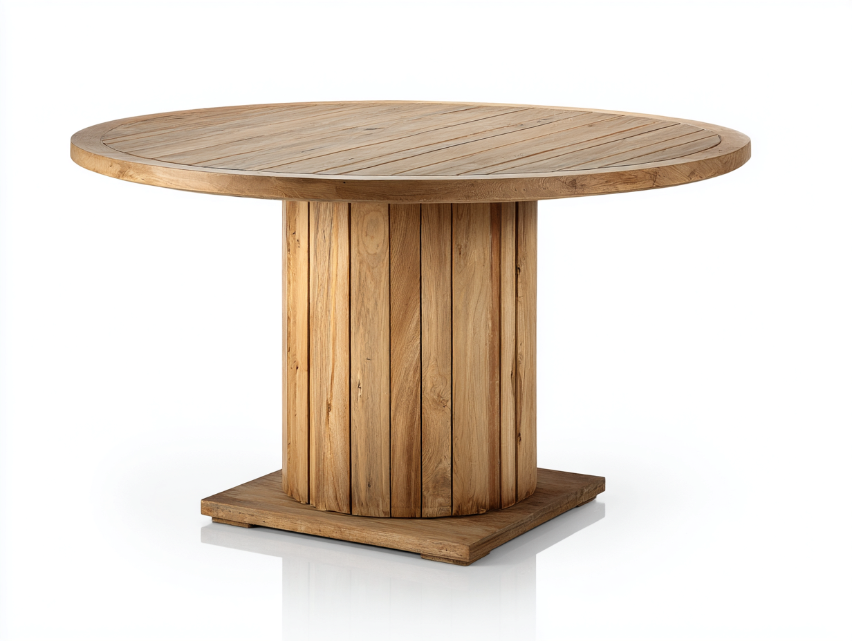 Gartentisch - Holz - 138x138x76 cm - Naturbraun - Rustikales Säulendesign-Hadormahaus