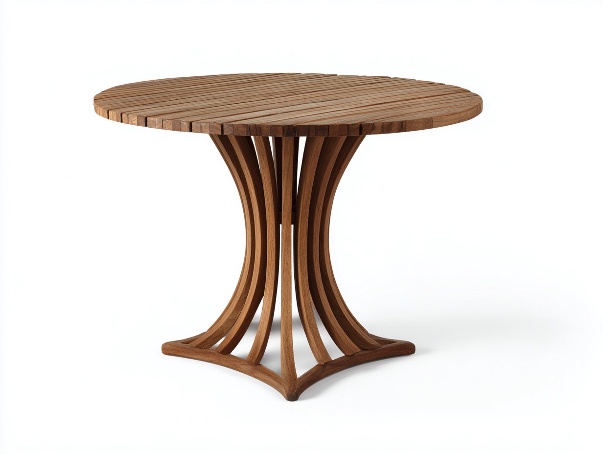 Gartentisch - Holz - 130x130x76 cm - Braun - Skulpturales Design-Hadormahaus