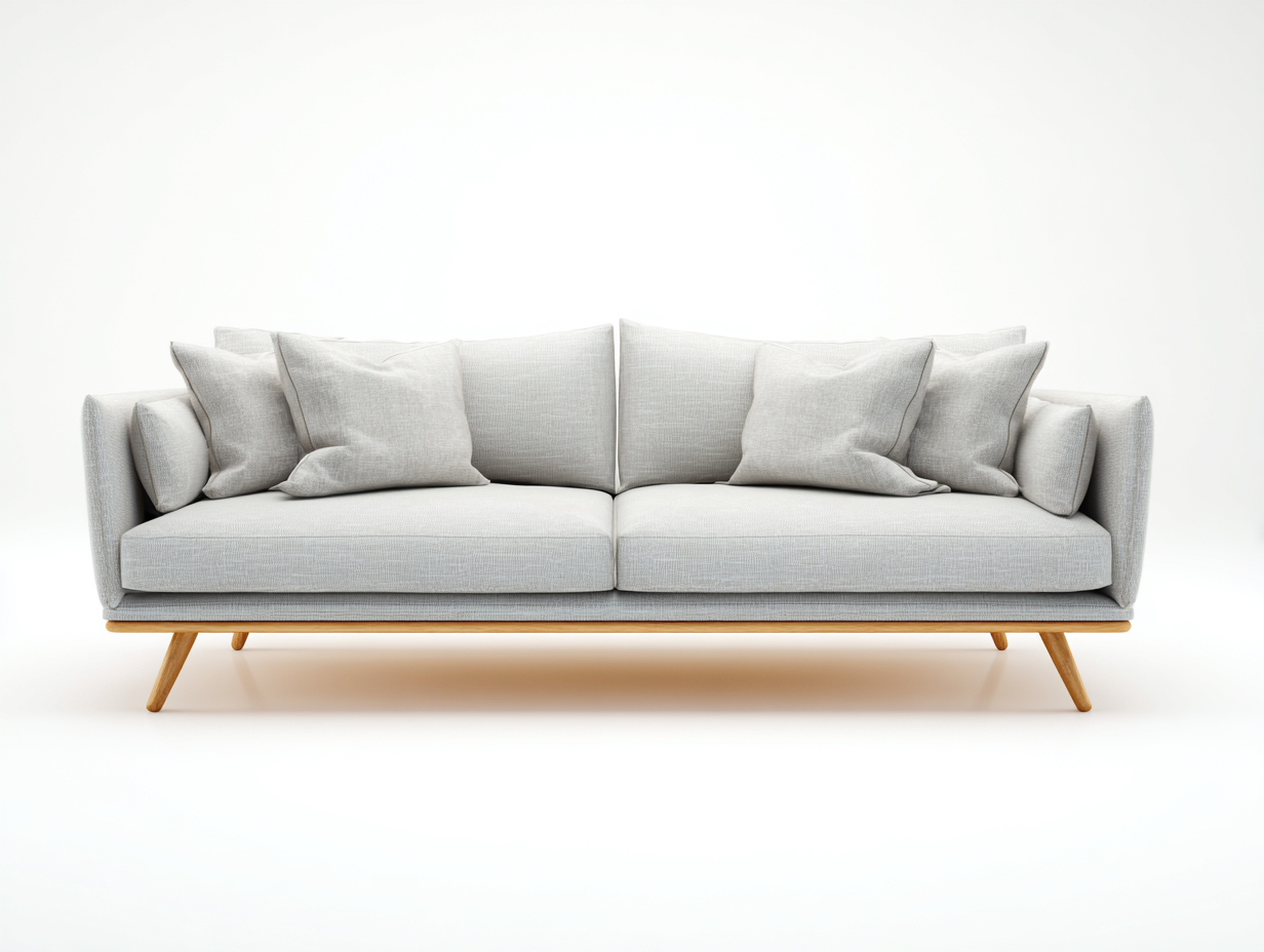 3 Sitzer Sofas - Stoff-Holz - 229x95x81 cm - Hellgrau - Skandinavisch-Hadormahaus