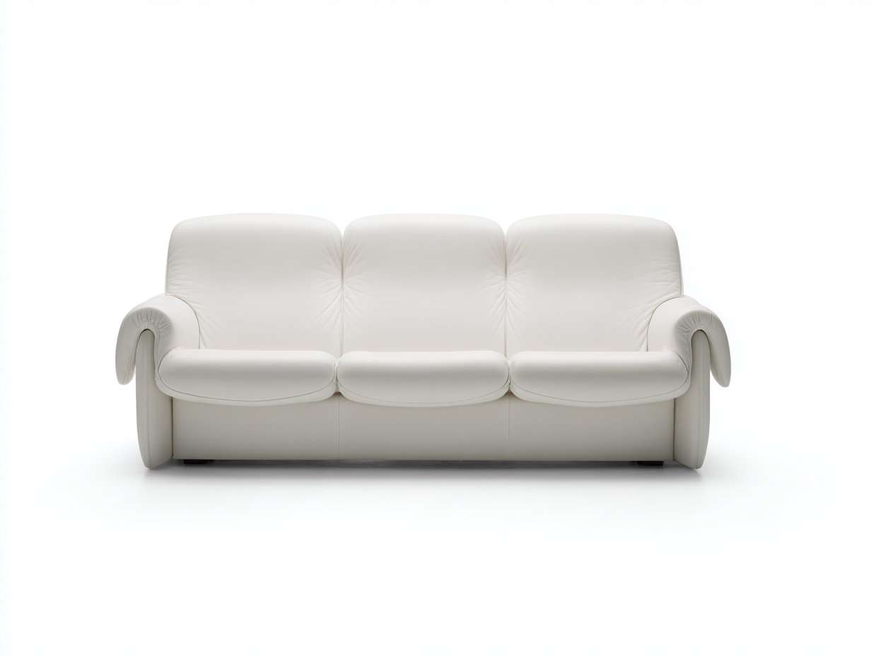 3 Sitzer Sofas - Leder - 216x94x86 cm - Cremeweiß - Klassisch-Hadormahaus