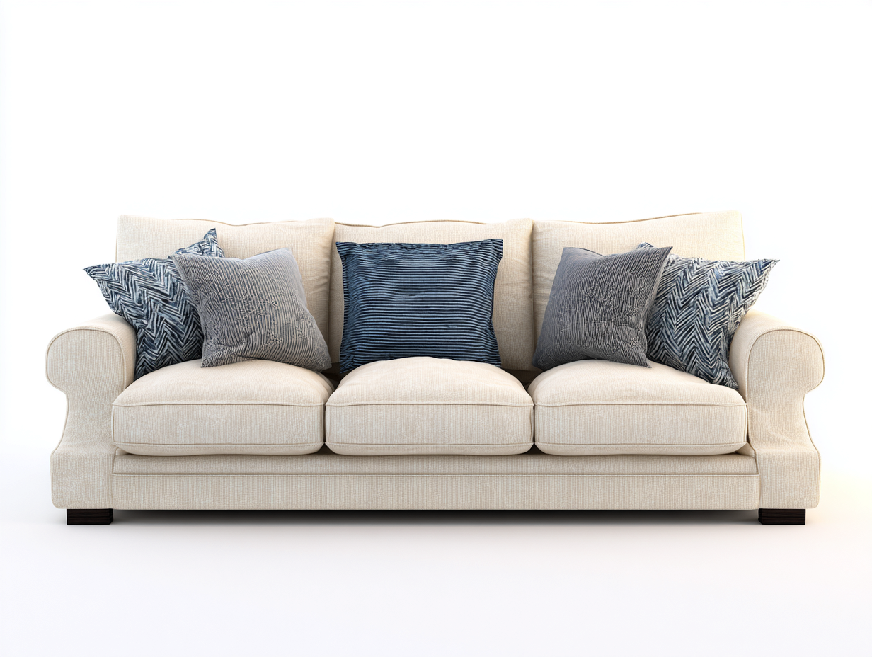 3 Sitzer Sofas - Stoff - 221x93x86 cm - Cremeweiß - Klassisch Modern-Hadormahaus