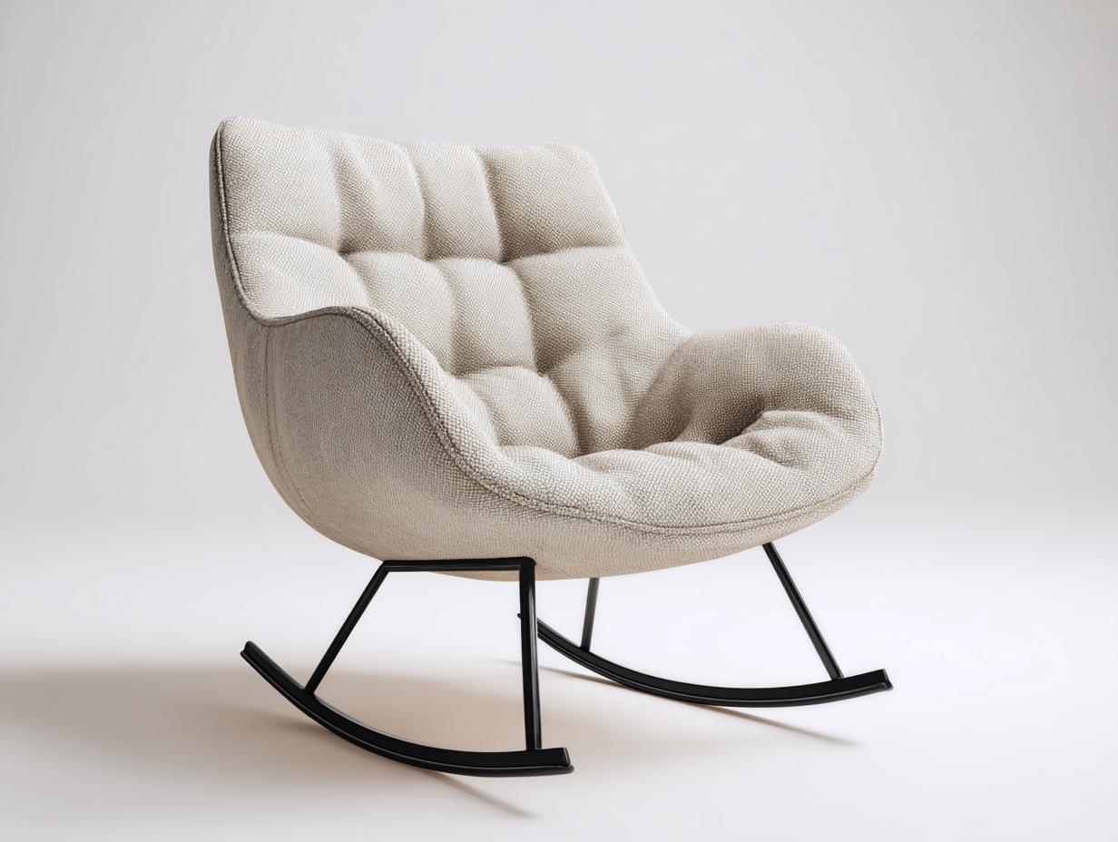 Schaukelstühle - Bouclé-Stoff-Metall - 96x87x93 cm - Beige-Schwarz - Modern-Hadormahaus