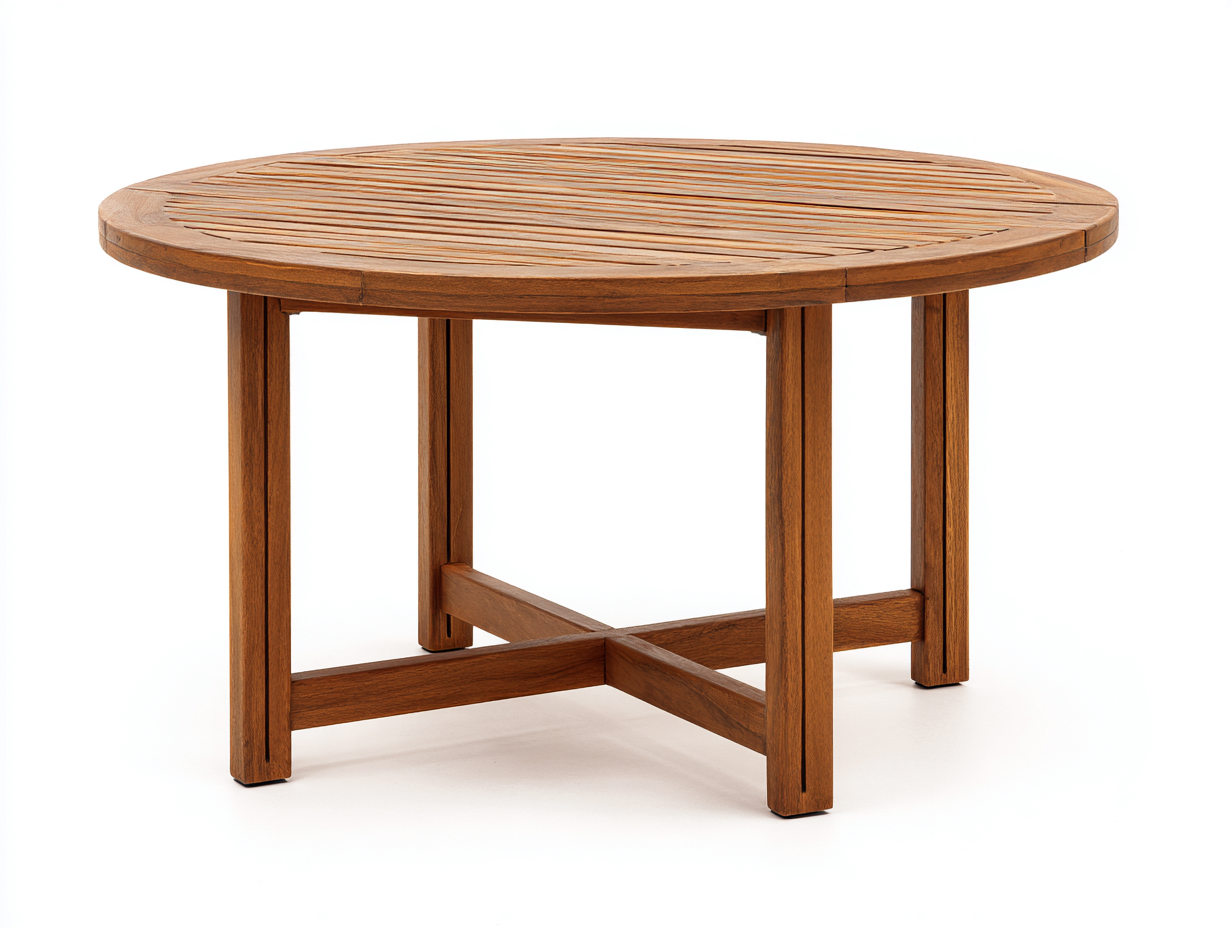 Gartentisch - Holz - 118x118x74 cm - Mittelbraun - Klassisches Kreuzgestell-Design-Hadormahaus