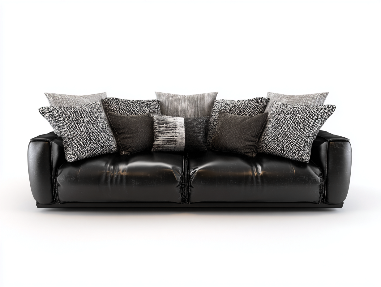 3 Sitzer Sofas - Kunstleder - 218x96x78 cm - Schwarz - Modern-Hadormahaus