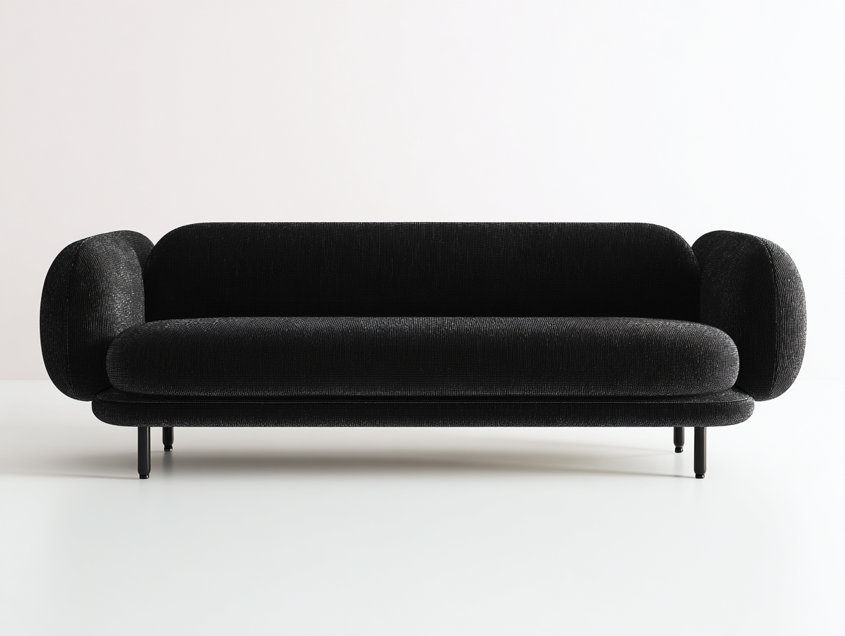 3 Sitzer Sofas - Stoff-Metall - 225x90x79 cm - Schwarz - Modern-Hadormahaus