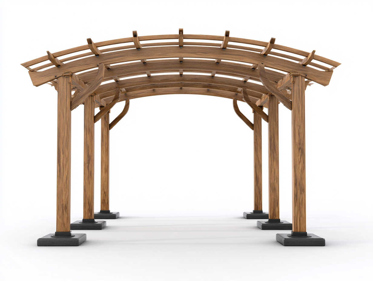 Pergolas et tonnelles - Bois-Métal - 470x325x260 cm - Naturel-Noir - Contemporain-Nivexlyroom
