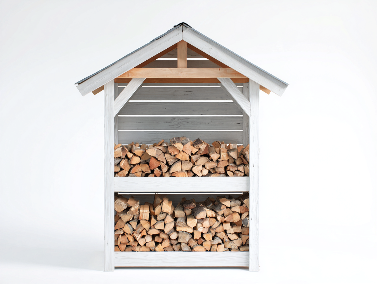 Abri à bûches - Bois - 185x80x175 cm - Blanc-Gris-Bois naturel - Chalet-Nivexlyroom
