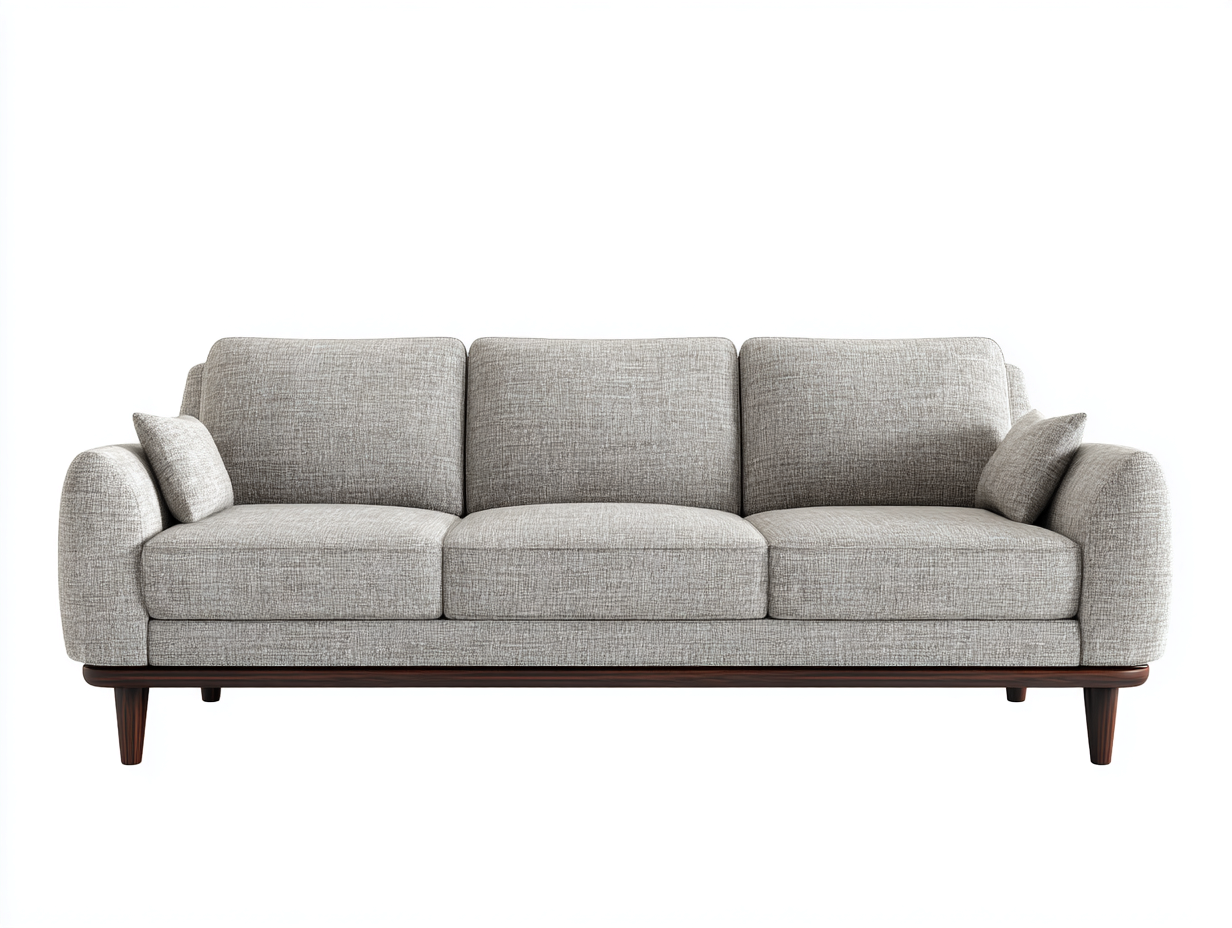 Canapé droit - Tissu-Bois - 215x88x84 cm - Gris clair - Scandinave-Nivexlyroom