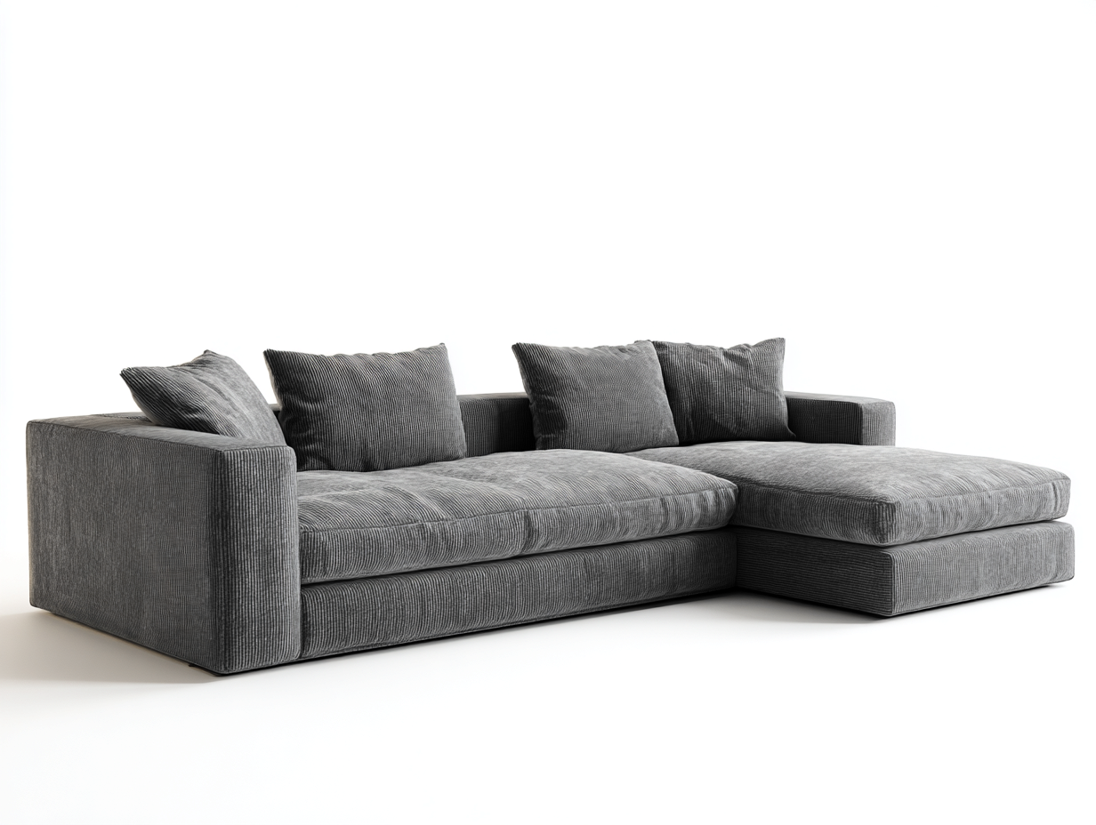 Canapé d'angle - tissu - 310 x 175 x 78 cm - gris - style contemporain-Nivexlyroom