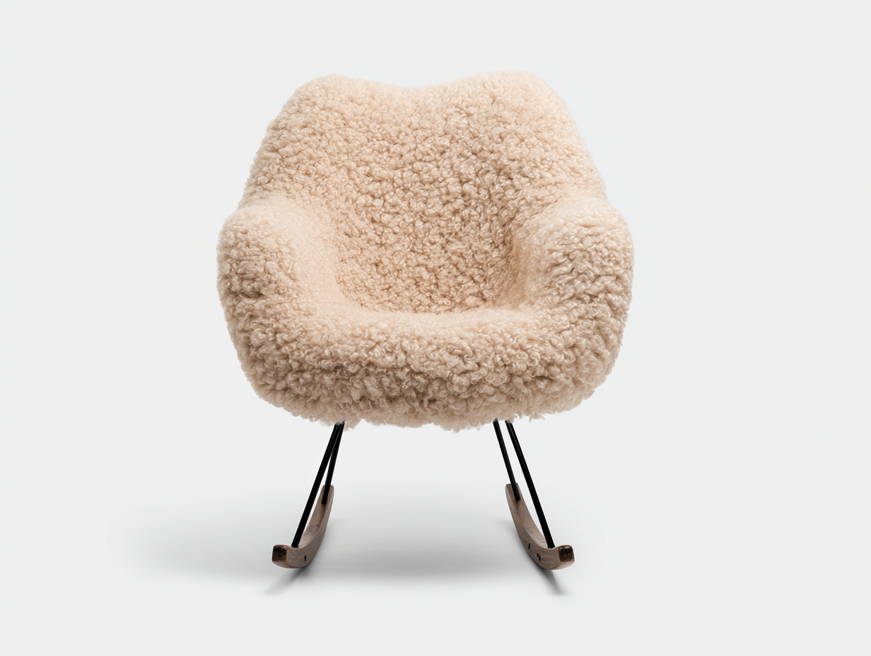 Fauteuil à bascule - Tissu bouclé-Métal-Bois - 74x82x88 cm - Beige - Scandinave-Nivexlyroom