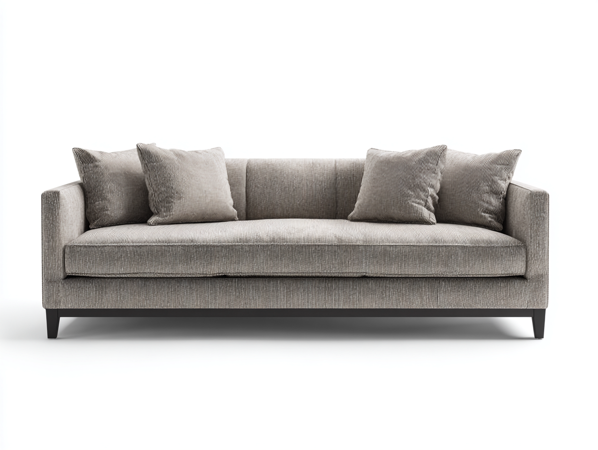 Canapé droit - Tissu côtelé-Métal - 230x92x78 cm - Taupe - Contemporain-Nivexlyroom