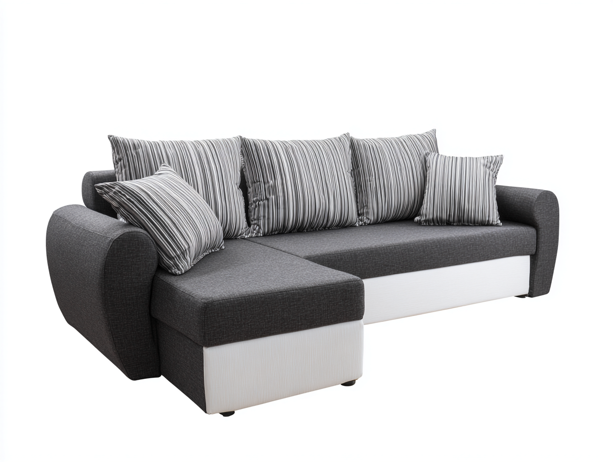 Canapé d'angle - tissu - 278 x 165 x 86 cm - gris foncé-blanc - style moderne-Nivexlyroom