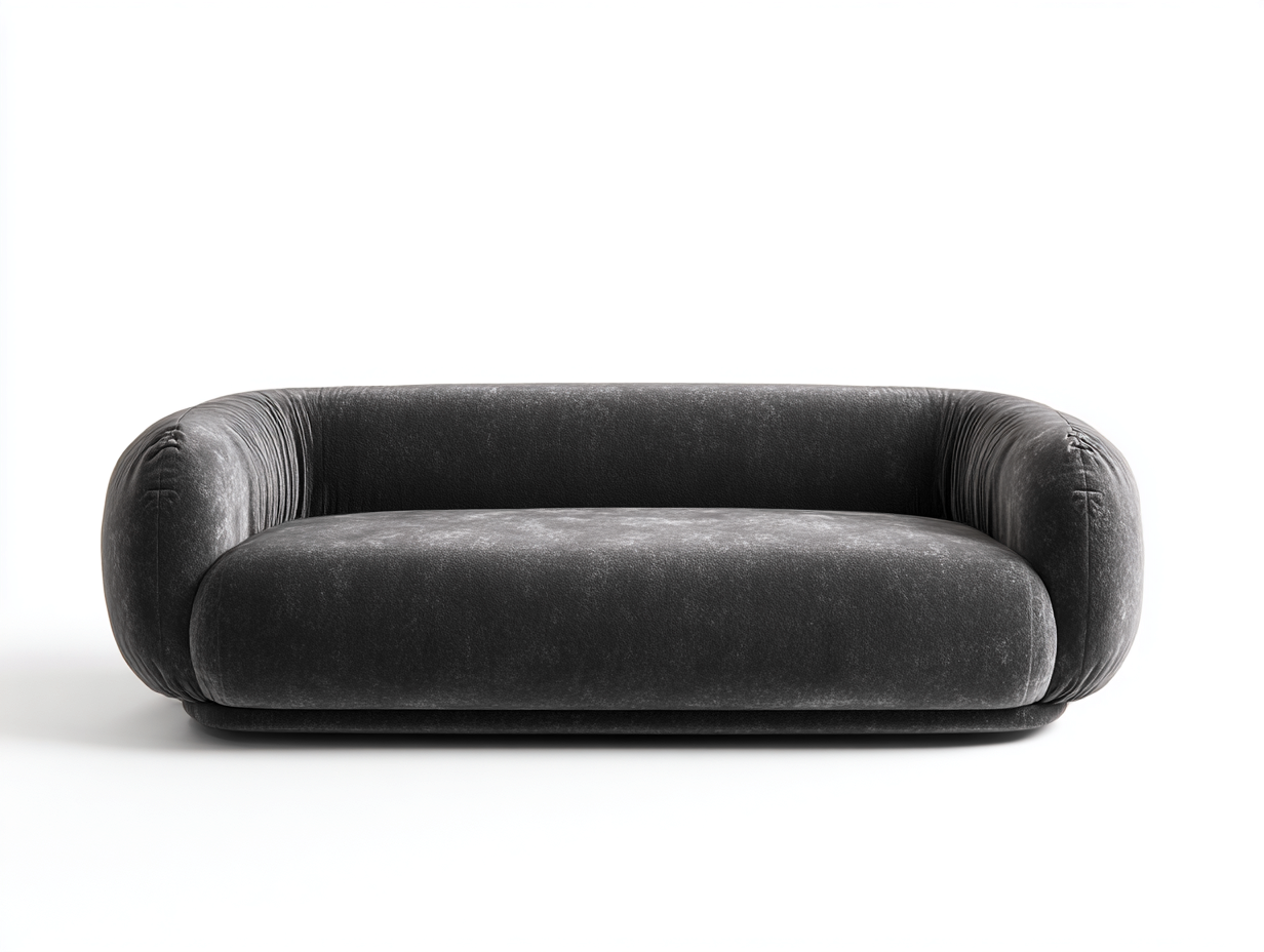 Canapé droit - Velours - 205x94x74 cm - Noir - Contemporain-Nivexlyroom