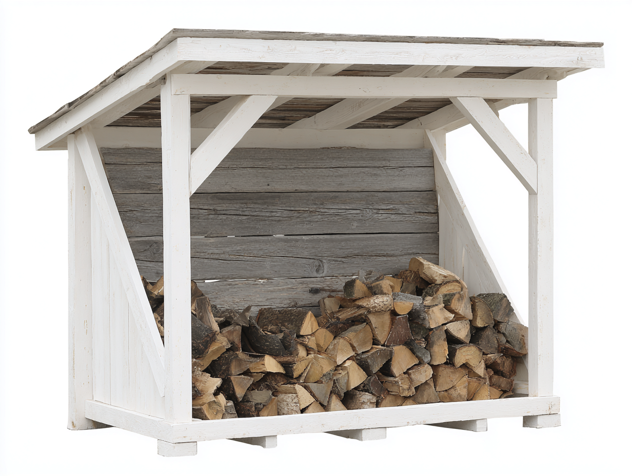Abri à bûches - Bois - 230x85x140 cm - Blanc-Gris - Rustique-Nivexlyroom
