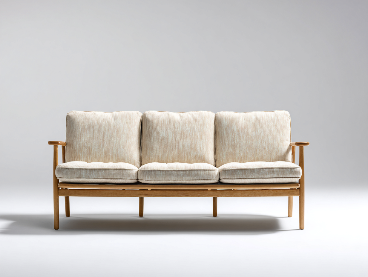Canapé droit - Tissu-Bois - 190x82x84 cm - Beige - Scandinave-Nivexlyroom