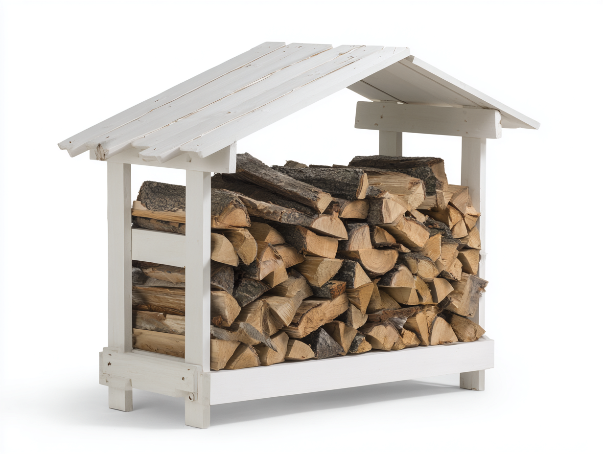 Abri à bûches - Bois - 138x46x82 cm - Blanc - Champêtre-Nivexlyroom