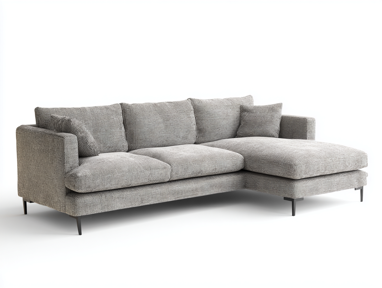 Canapé d'angle - tissu-métal - 302 x 172 x 80 cm - gris clair - style contemporain-Nivexlyroom