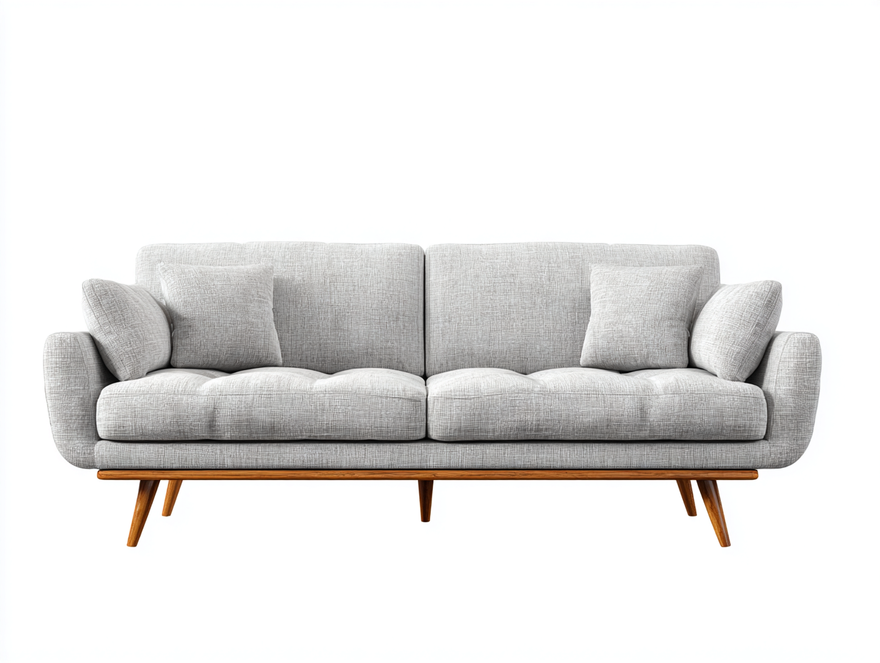 Canapé droit - Tissu-Bois - 220x90x84 cm - Gris clair - Scandinave-Nivexlyroom