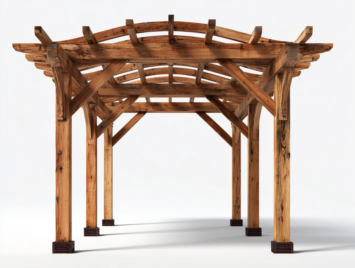 Pergolas et tonnelles - Bois - 430x305x248 cm - Naturel-Marron foncé - Traditionnel-Nivexlyroom