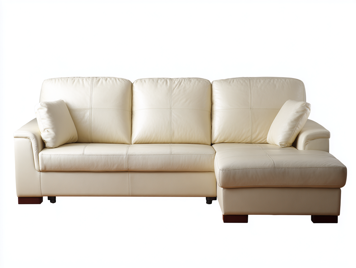 Canapé d'angle - similicuir - 280 x 160 x 85 cm - ivoire - style moderne-Nivexlyroom