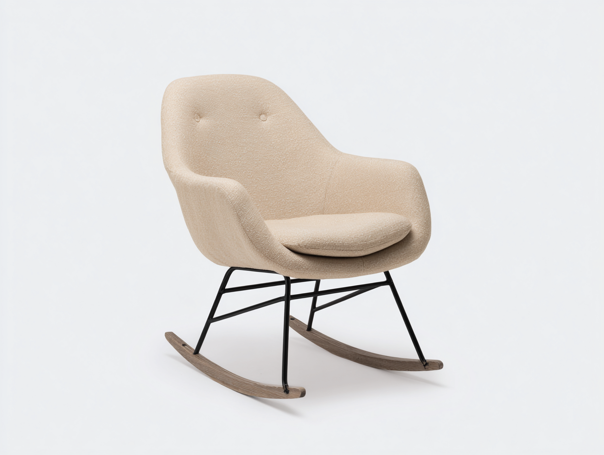 Fauteuil à bascule - Tissu-Métal-Bois - 72x86x92 cm - Beige - Scandinave-Nivexlyroom