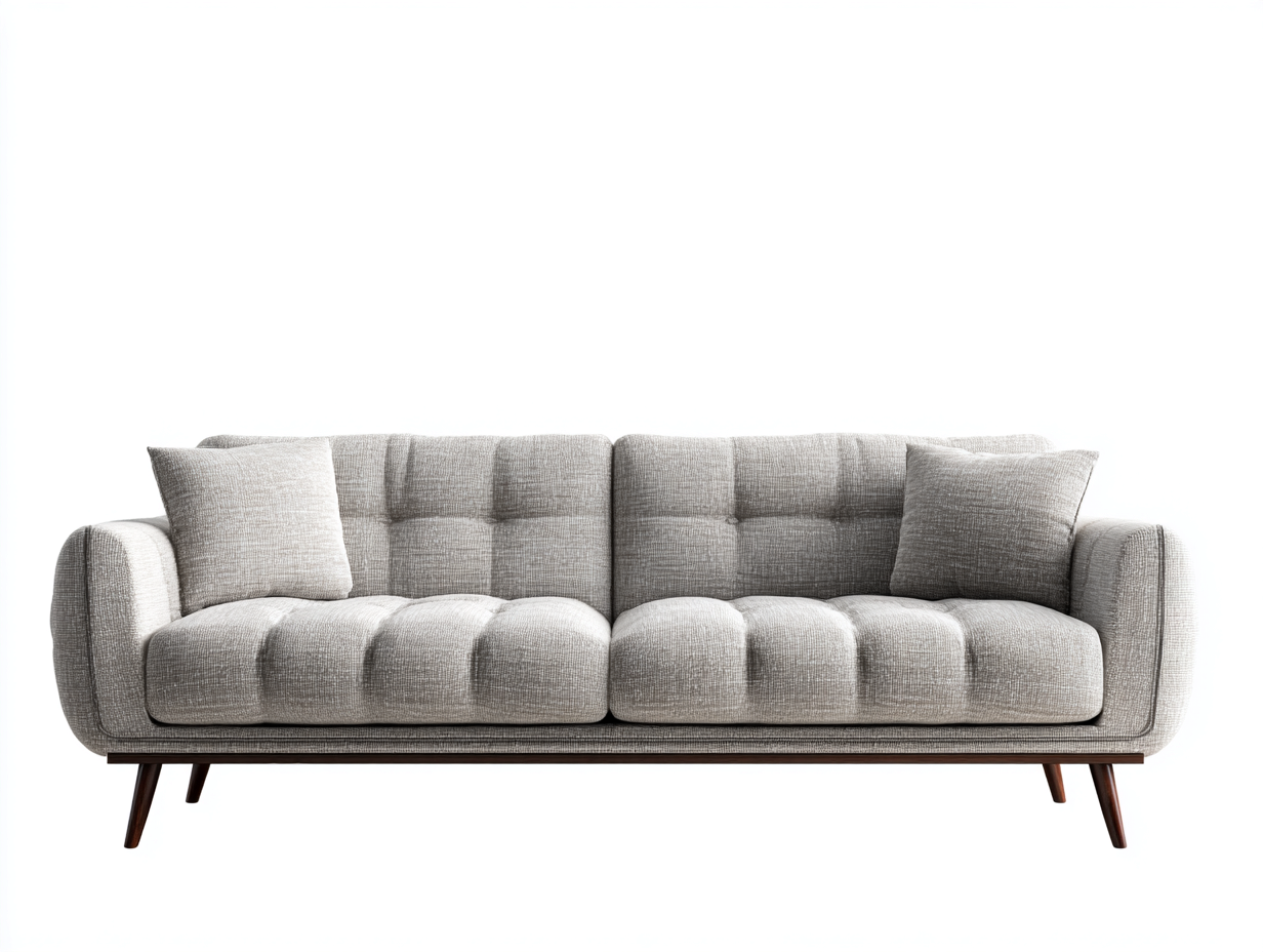 Canapé droit - Tissu-Bois - 210x90x82 cm - Gris clair - Vintage-Nivexlyroom