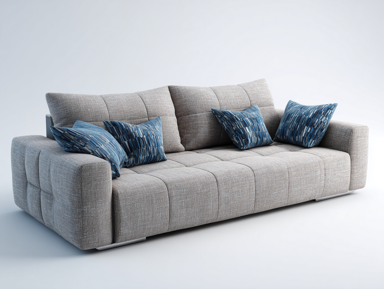 Canapé droit - tissu - 196x96x78 cm - gris clair - contemporain-Nivexlyroom