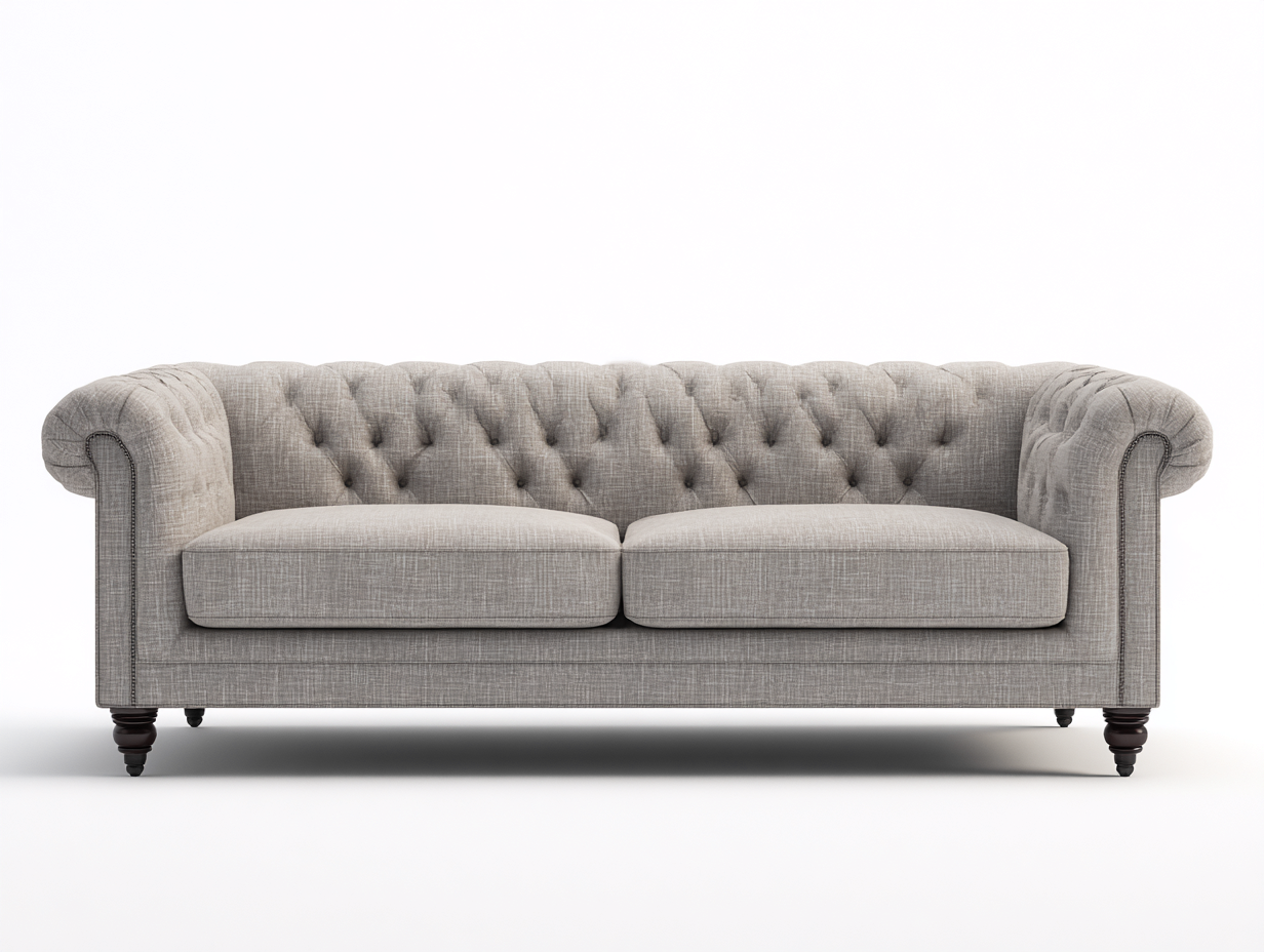 Canapé droit - Tissu-Bois - 225x94x82 cm - Gris taupe - Chesterfield-Nivexlyroom