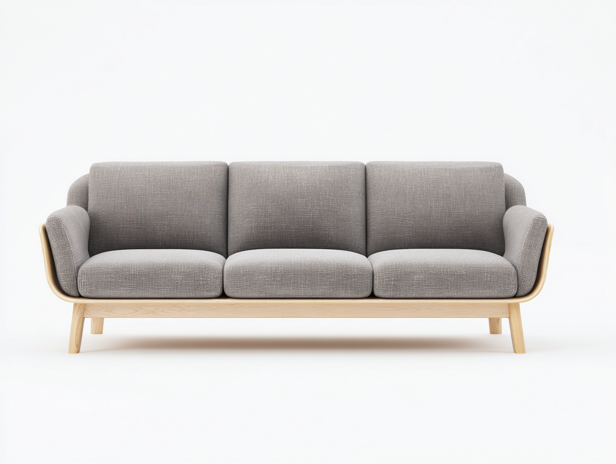 Canapé droit - Tissu-Bois - 205x84x82 cm - Gris - Scandinave-Nivexlyroom