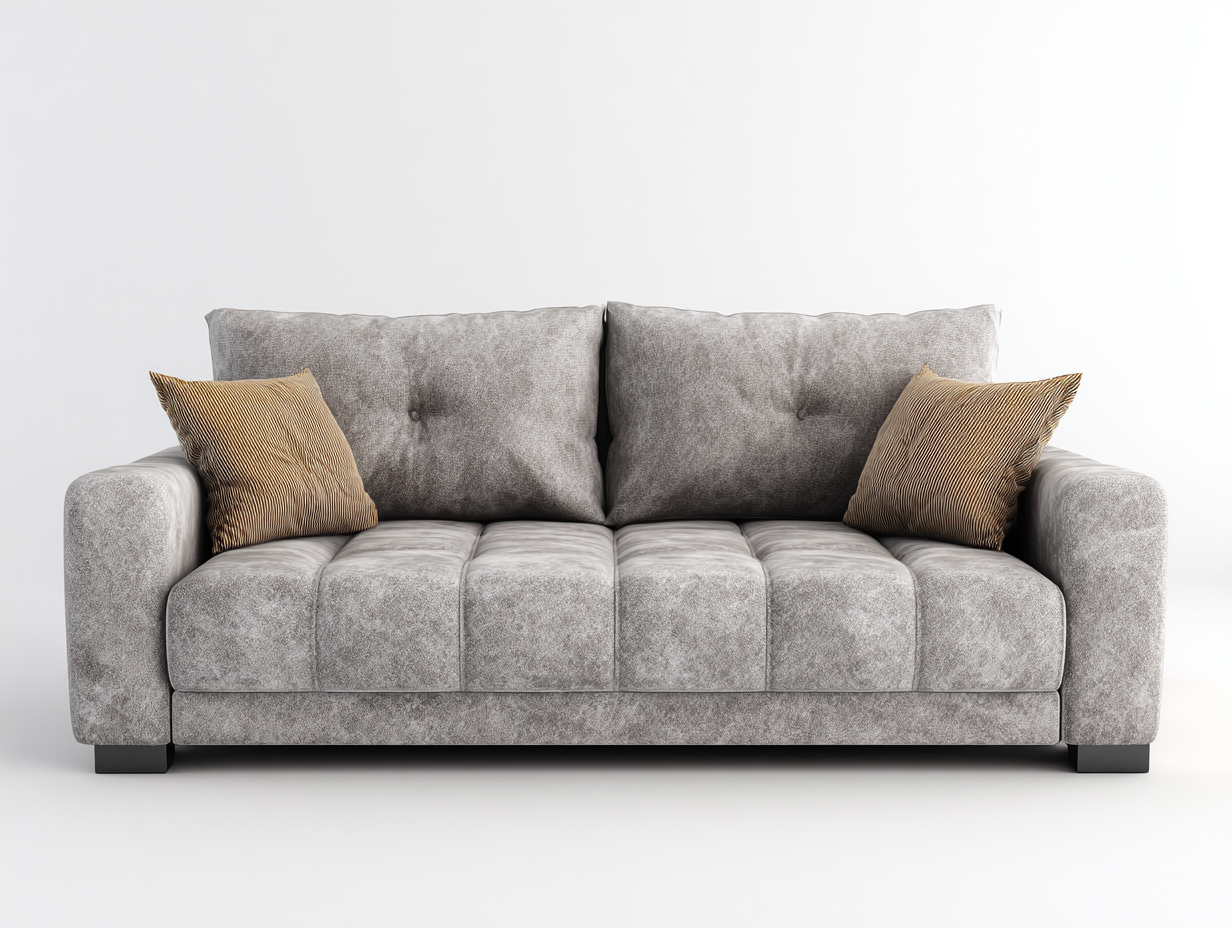 Canapé droit - tissu - 198x88x82 cm - gris clair - moderne-Nivexlyroom