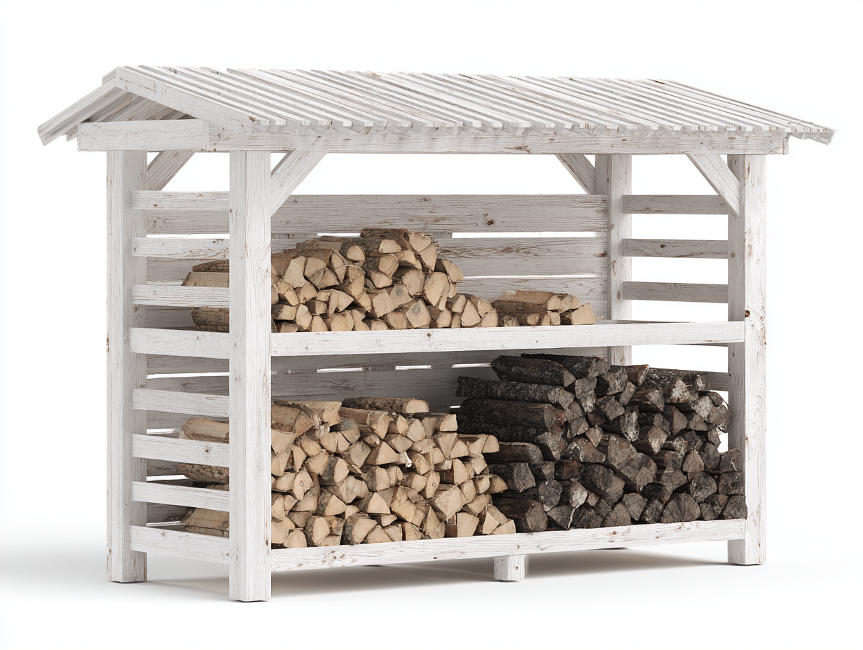 Abri à bûches - Bois - 270x90x145 cm - Blanc - Ajouré-Nivexlyroom