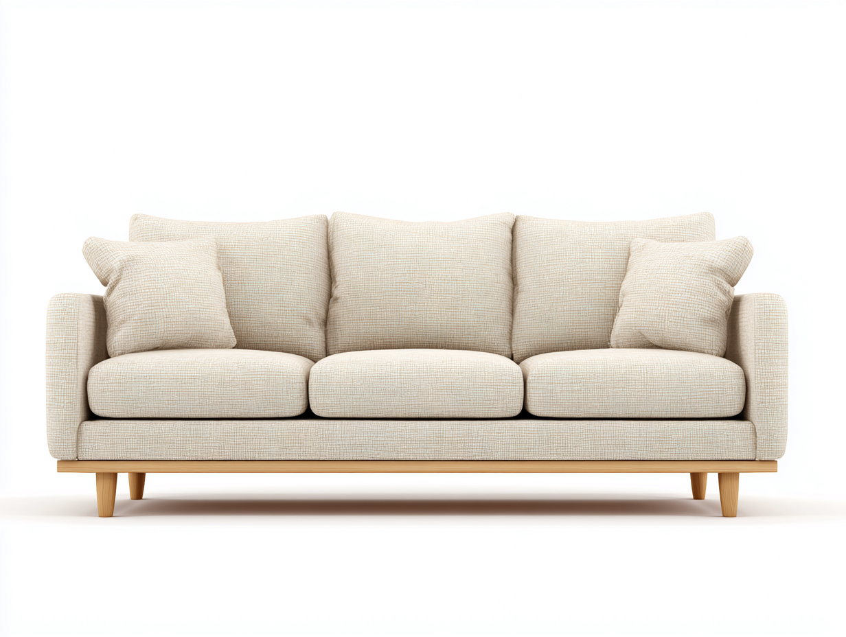 Canapé droit - Tissu-Bois - 220x90x86 cm - Beige - Scandinave-Nivexlyroom